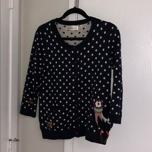 Anthropologie Navy Blue/White Polka Dot Sweater